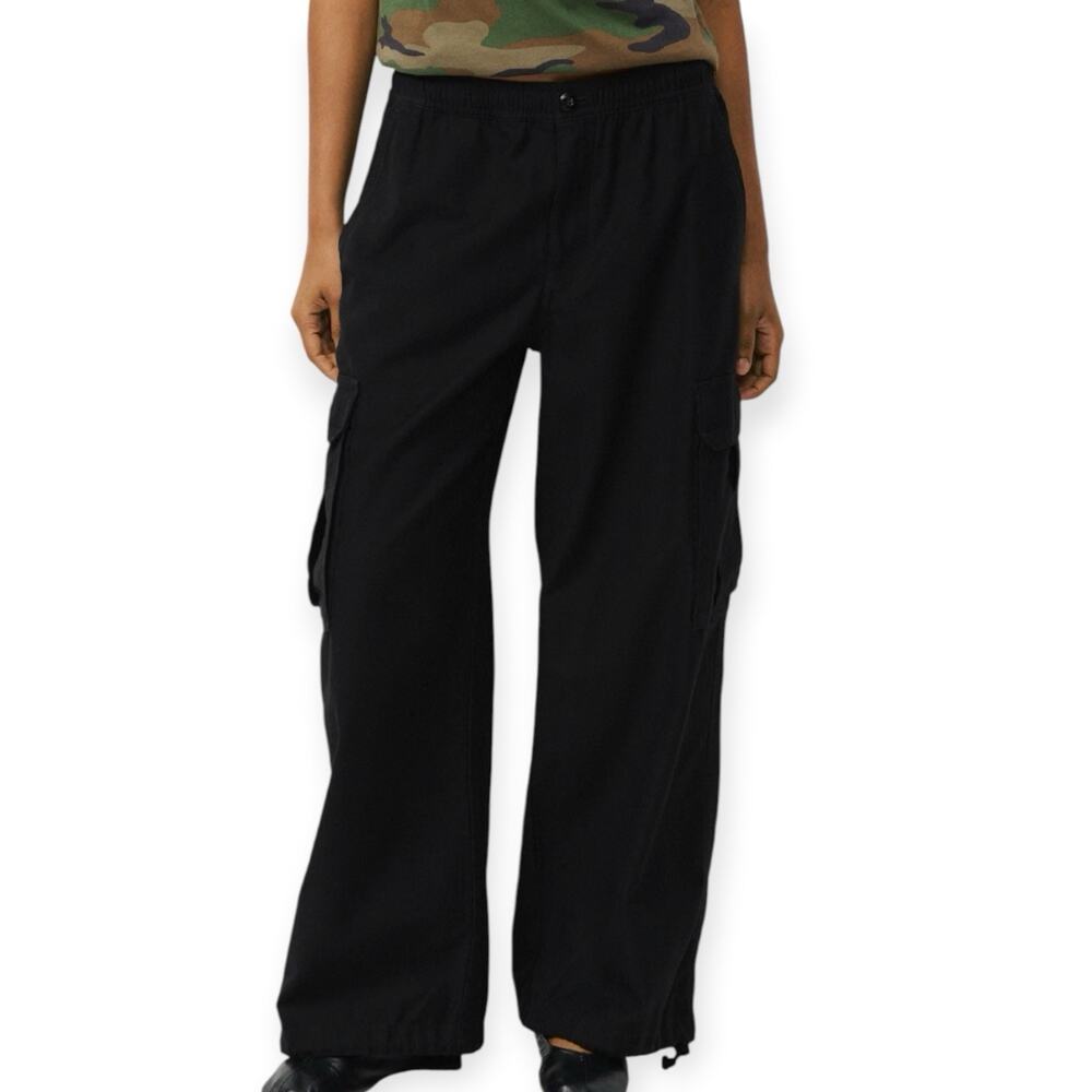 Tna Aritzia Strobel Cargo Pants Black Wide Leg Cinch Women’s Size 6